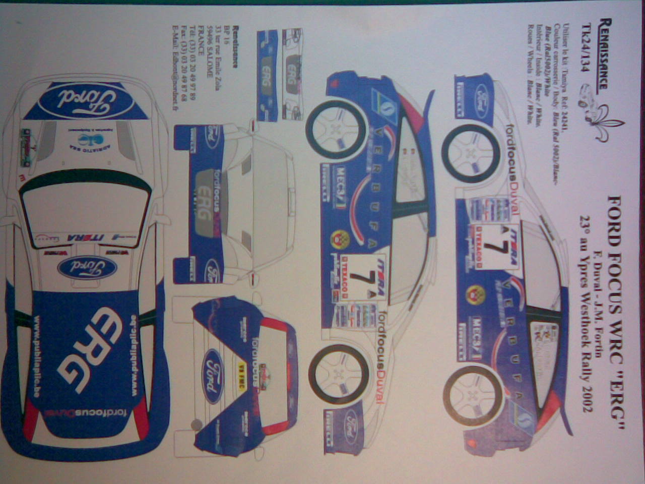 Transkit RENAISSANCE F.DUVAL Rali Ypres Westhock 2002